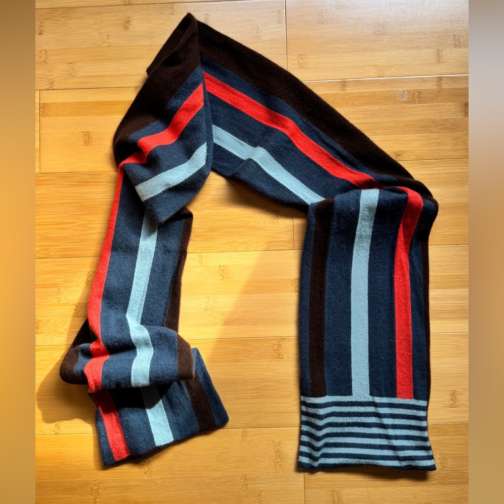 Armand Diradourian Cashmere Scarf in Rich Brown and Blue

#cashmere
#scarf
